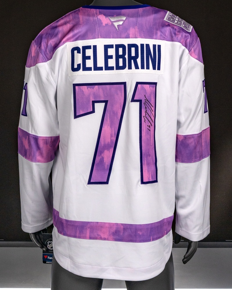 Macklin Celebrini Autographed Hockey Fights Cancer Jersey - San Jose Sharks
