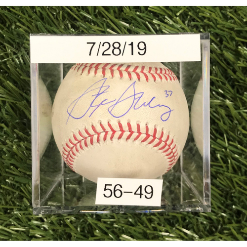 Win #56: 7/28/2019 Game-Used Baseball - Autographed by Stephen Strasburg