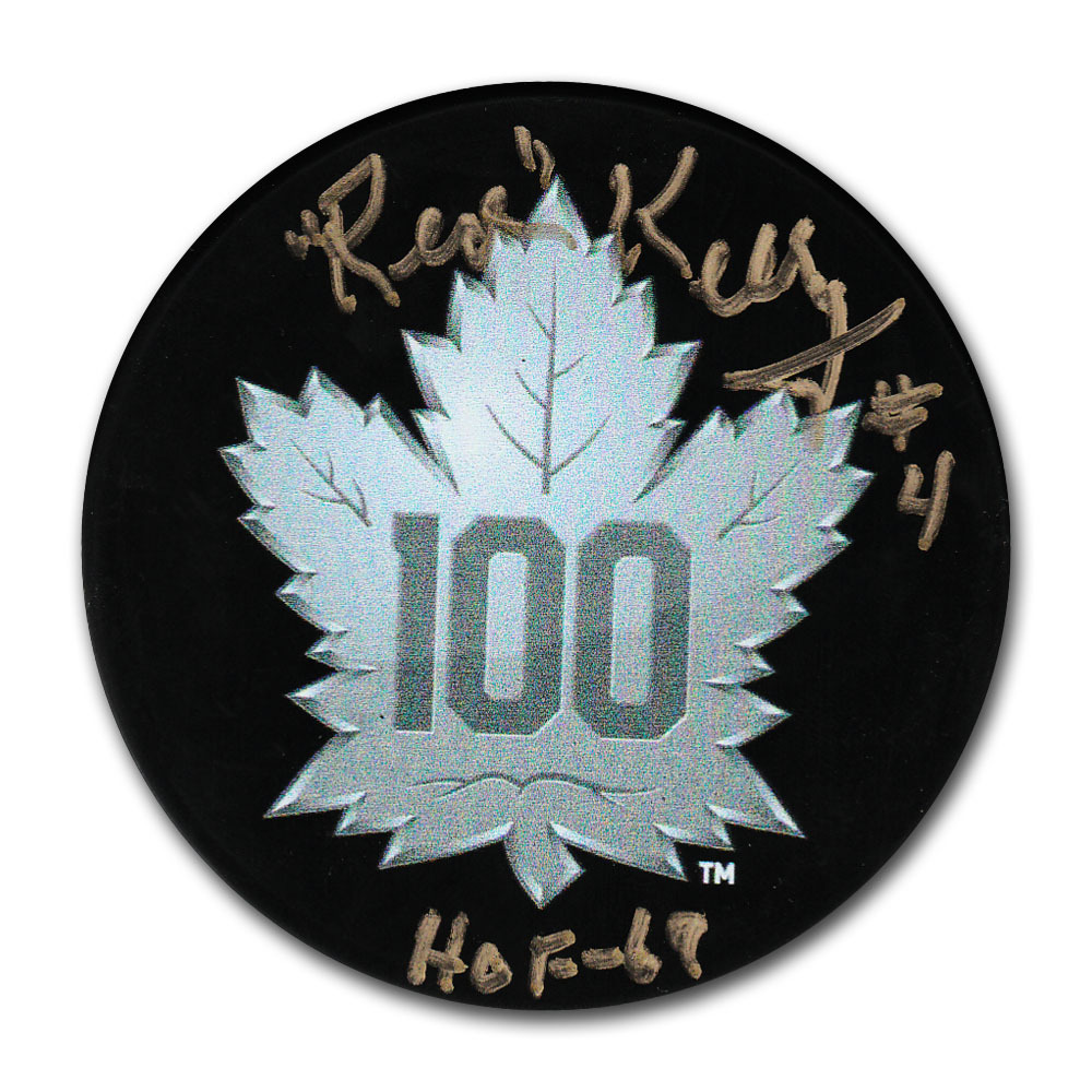 Red Kelly Autographed Toronto Maple Leafs Centennial Season Puck w/HOF 69 Inscription 