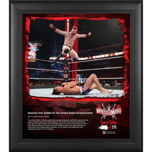 Photo of Sheamus Framed 15'' x 17'' WrestleMania 37 Collage with Piece of Event-Used Canvas - #1 of a Limited Edition of 370