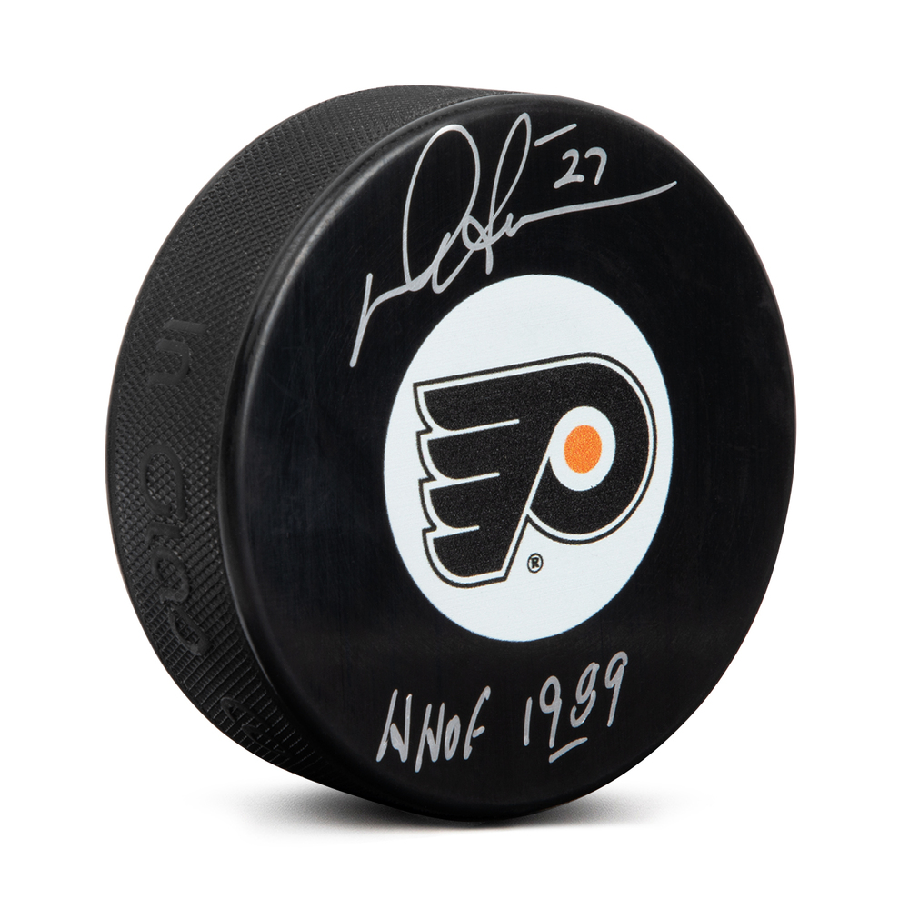 Darryl Sittler Autographed Philadelphia Flyers Hockey Puck with HOF Note