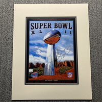 Legends - Giants Michael Strahan Signed Matted Super Bowl XLII Program P...