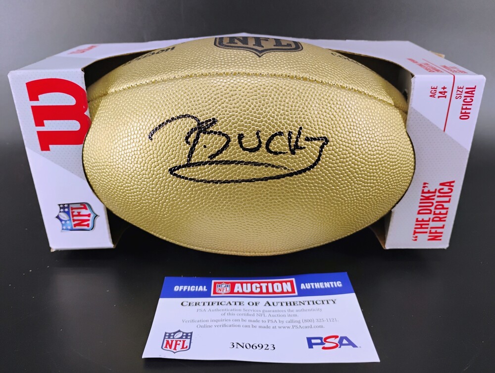 NFL - Buccaneers Bucky Irving Signed Gold Composite Football