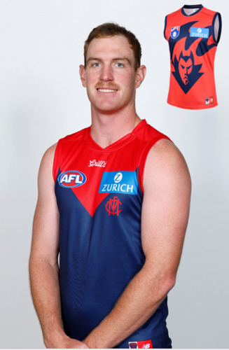 Photo of 2025 Melbourne Demons Red Flamehead Guernsey - Harrison Petty #35