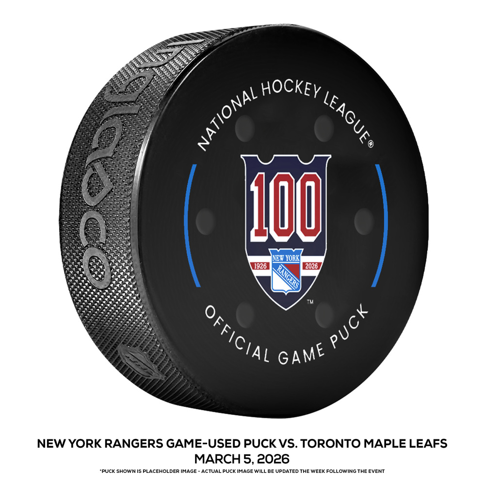 New York Rangers Game-Used Puck vs. Toronto Maple Leafs on March 5, 2026 - Jaroslav Chmelar (NYR) Scores 1st NHL Goal During Game (Not a Goal Puck)