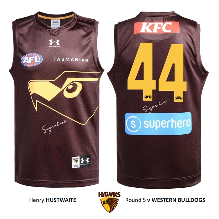 Photo of Henry Hustwaite #44 Hawthorn 2026 Gather Round Guernsey