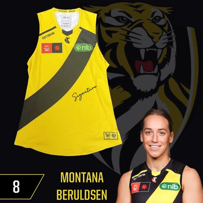 Photo of Montana Beruldsen #8 Richmond 2025 AFLW Clash Guernsey