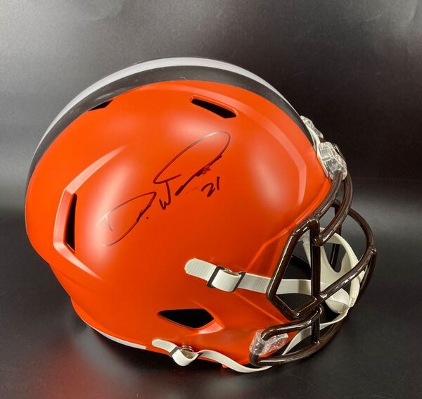 NFL - Browns Denzel Ward Signed Replica Speed Helmet