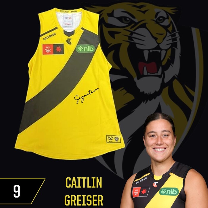 Photo of Caitlin Greiser #9 Richmond 2025 AFLW Clash Guernsey