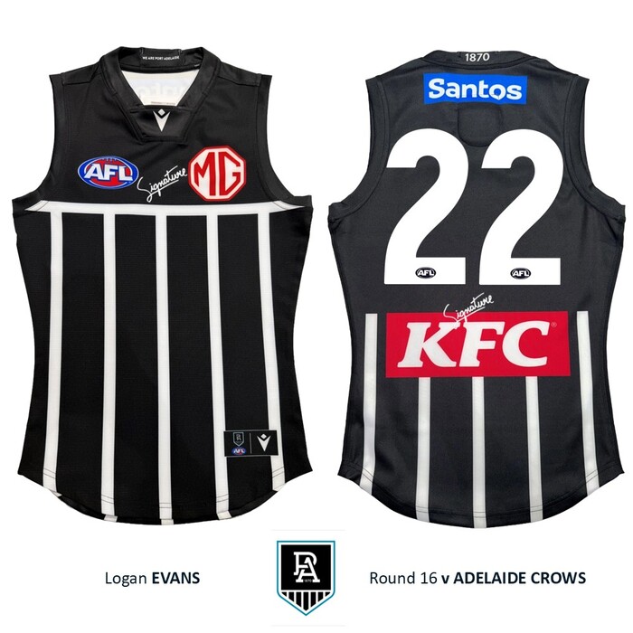 Photo of Logan Evans #22 Port Adelaide 2026 Prison Bar Guernsey