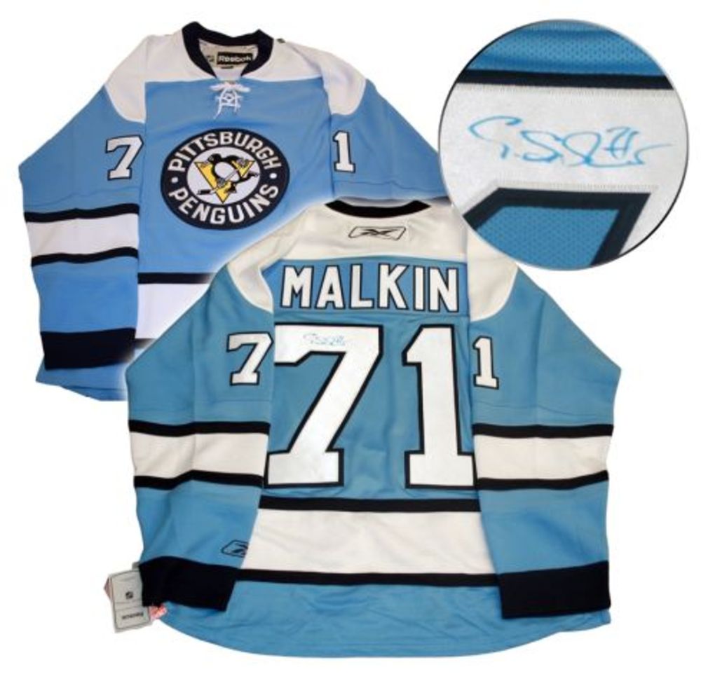 Malkin,E Signed Jersey Penguins Light Blue 3rd Jersey