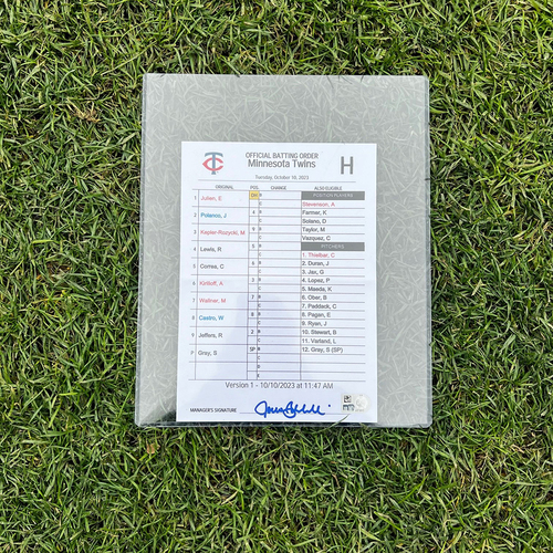 Rocco Baldelli Batting Order Card 10/10/2023 Houston Astros vs