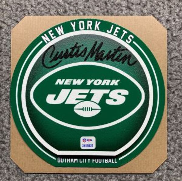 HOF - Jets Curtis Martin Signed 3D Metal Wall Art (8x8)