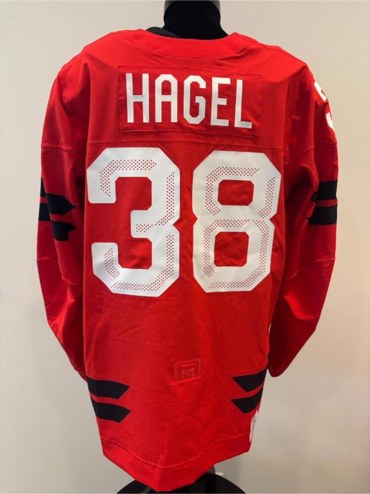 Brandon Hagel Canada Game-Used Red Jersey worn v. Switzerland on February 13, 2026, as a part of the 2026 Milano Cortina Winter Games.