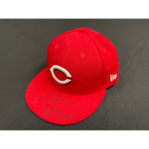 Joey Votto *Game-Used, Autographed & Inscribed* Hat -- Worn By Joey Votto During 300th Career Home Run Game -- CHC vs. CIN on 04/30/2021