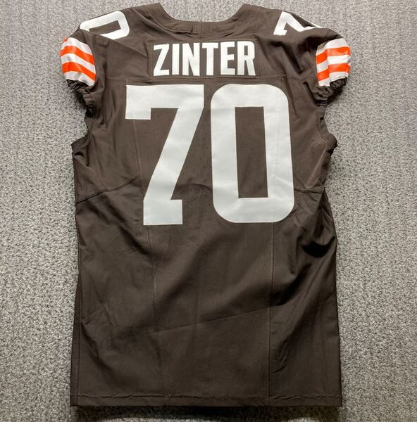 London Games - Browns Zak Zinter Game Worn Jersey (10/05/2025) Size 48 W...