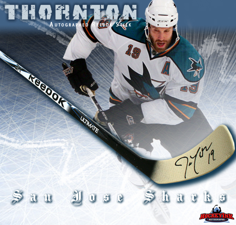 JOE THORNTON Signed Reebok Stick - San Jose Sharks