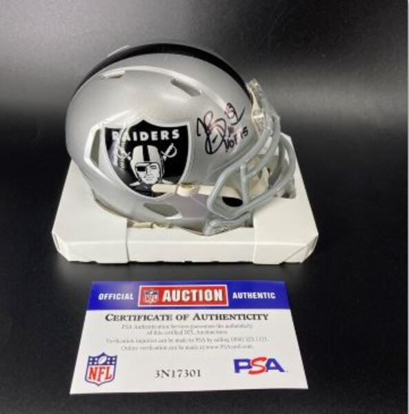 HOF - Raiders Tim Brown Signed Mini Helmet