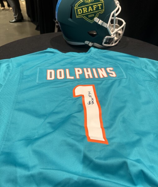 Kadyn Proctor  Autographed Dolphins Draft Jersey - 1st NFL Auction offic...
