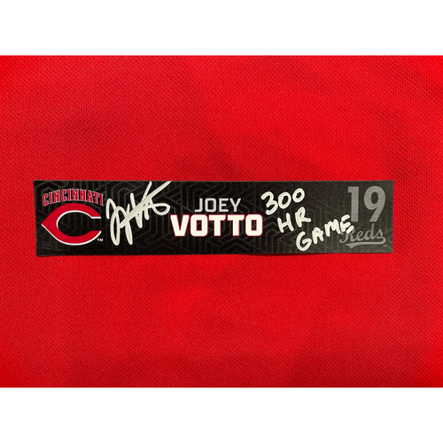 Joey Votto *Game-Used, Autographed & Inscribed* Locker Name Plate -- Used By Joey Votto During 300th Career Home Run Game -- CHC vs. CIN on 04/30/2021
