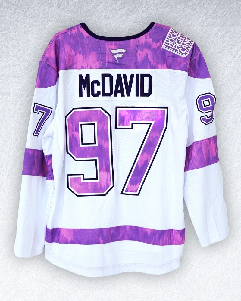 Connor McDavid Autographed Hockey Fights Cancer Jersey - Edmonton Oilers
