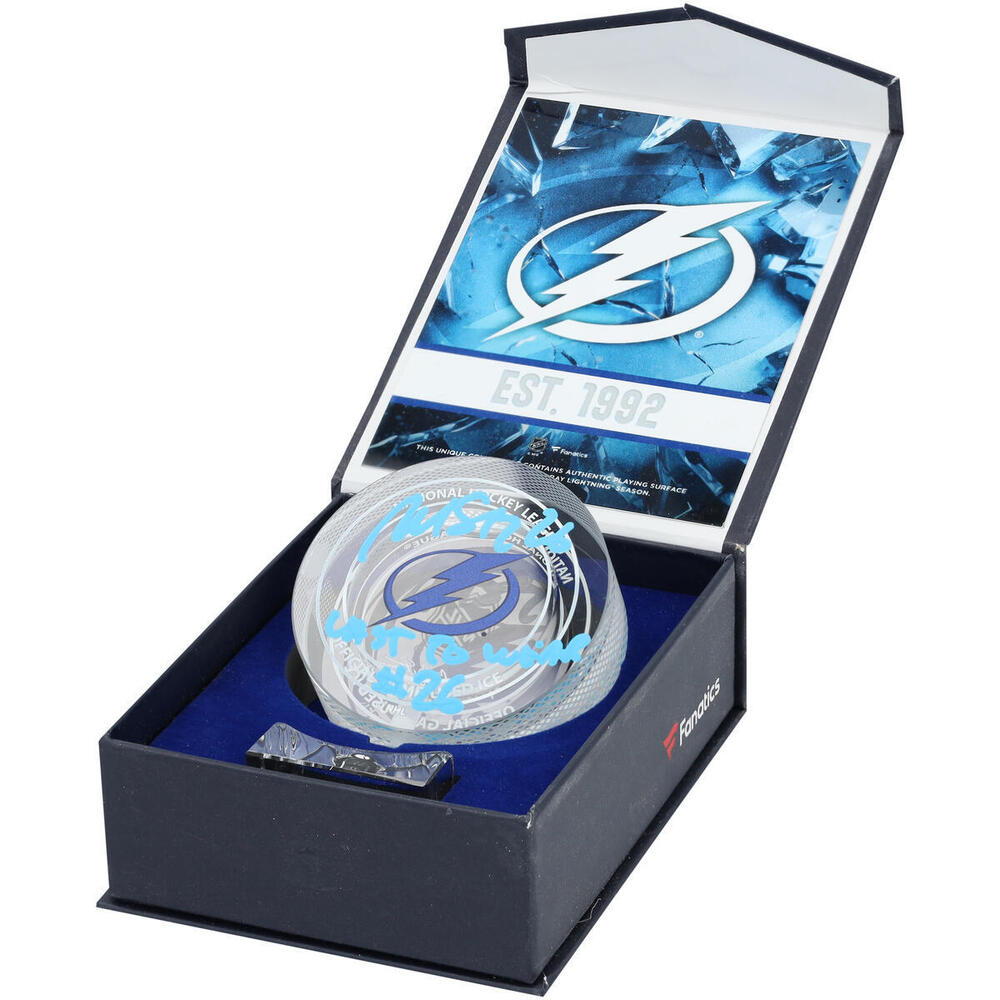Martin St. Louis Tampa Bay Lightning Autographed Crystal Puck - Filled with Ice from the 2024-25 Season with 