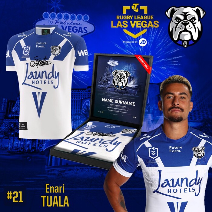 Photo of Enari Tuala #21 Canterbury-Bankstown Bulldogs 2026 Vegas Player-Issue Jersey