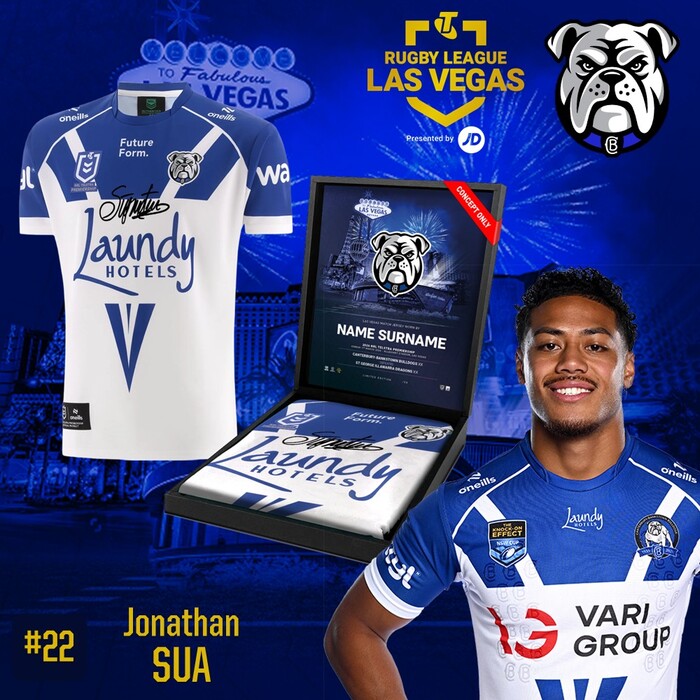 Photo of Jonathan Sua #22 Canterbury-Bankstown Bulldogs 2026 Vegas Player-Issue Jersey