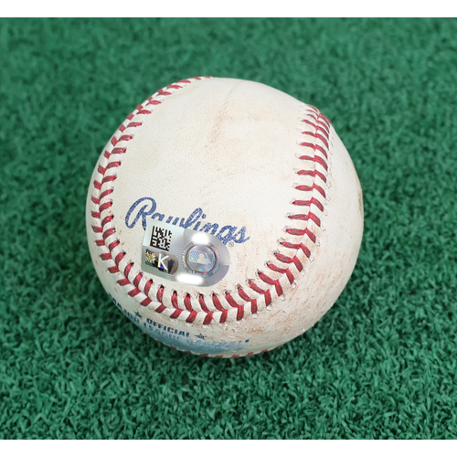 Photo of 2026 Game-Used Baseball. Pitcher: Shohei Ohtani, Batters: Jose Altuve/Yordan Alvarez/Isaac Paredes- Strikeout/Ground Out/Foul 
