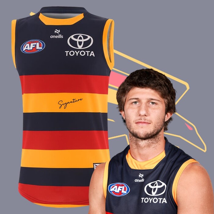 Photo of Jordon Butts #41 2025 Adelaide Crows Home Player-Issue Guernsey