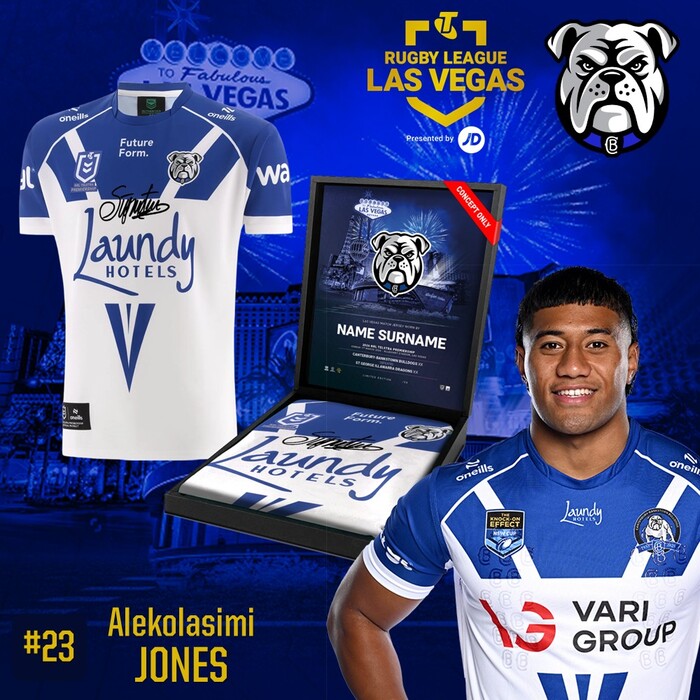 Photo of Alekolasimi Jones #23 Canterbury-Bankstown Bulldogs 2026 Vegas Player-Issue Jersey