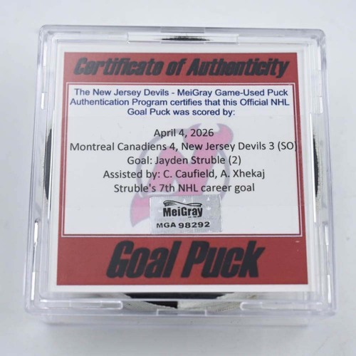 Image of Struble, Jayden - Montreal Canadiens - April 4, 2026 at New Jersey Devils (Devils Logo)