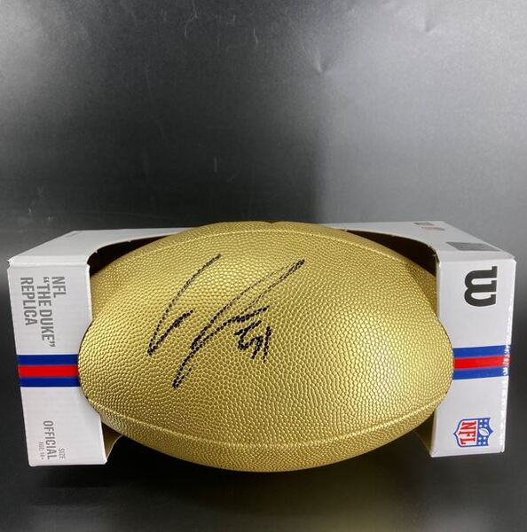 NFL - Eagles Cam Jurgens Signed Gold Composite Football