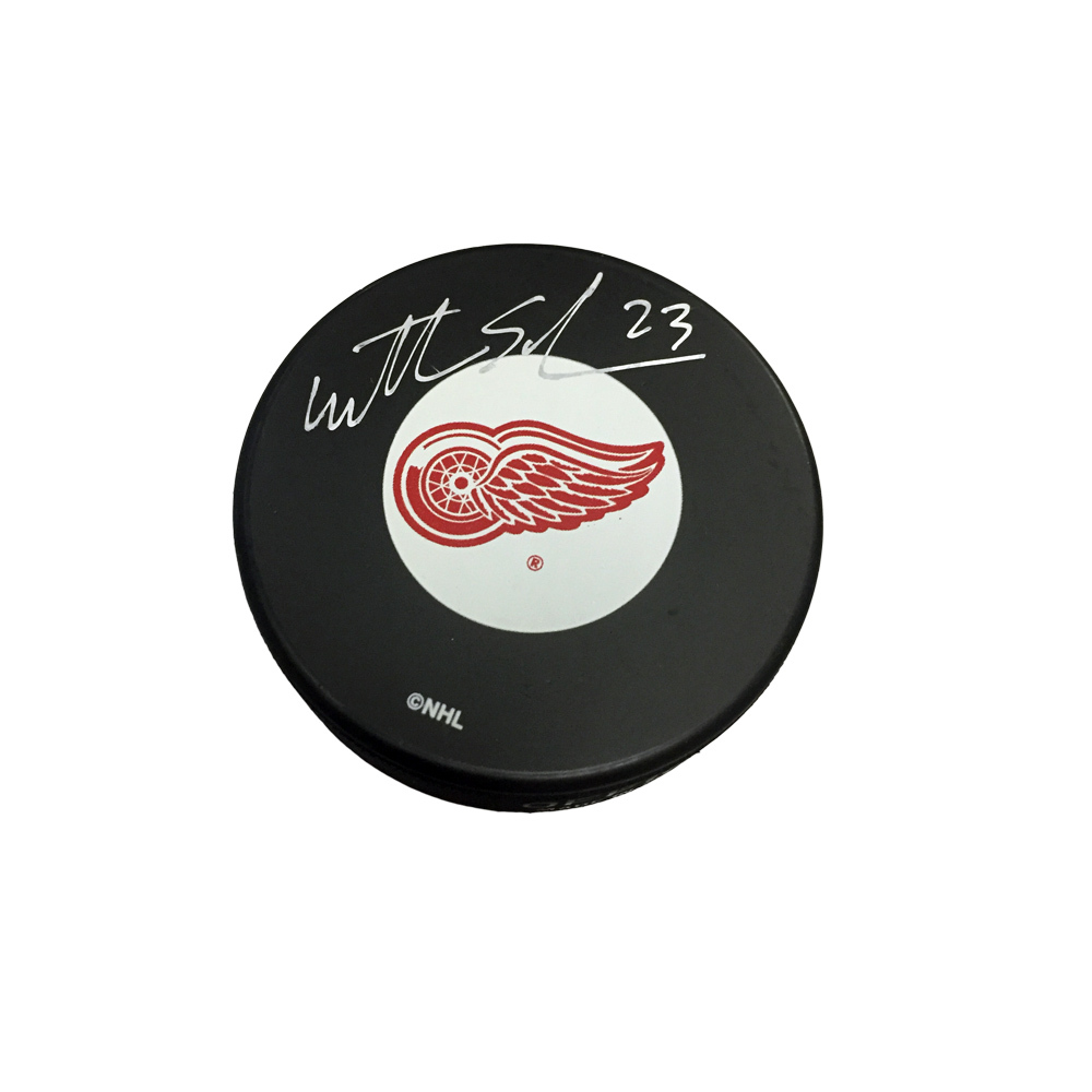 MATHIEU SCHNEIDER Signed Detroit Red Wings Puck