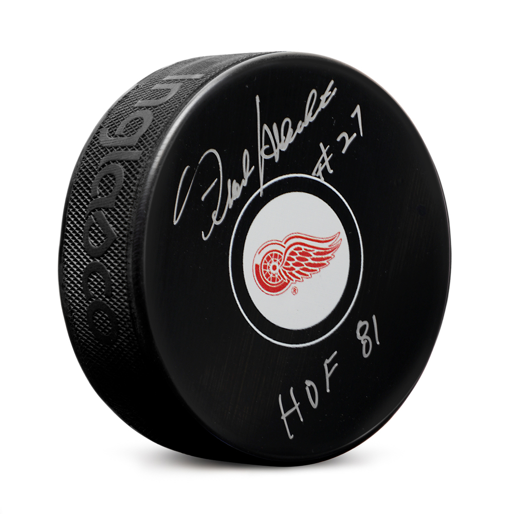 Frank Mahovlich Autographed Detroit Red Wings Hockey Puck with HOF Note