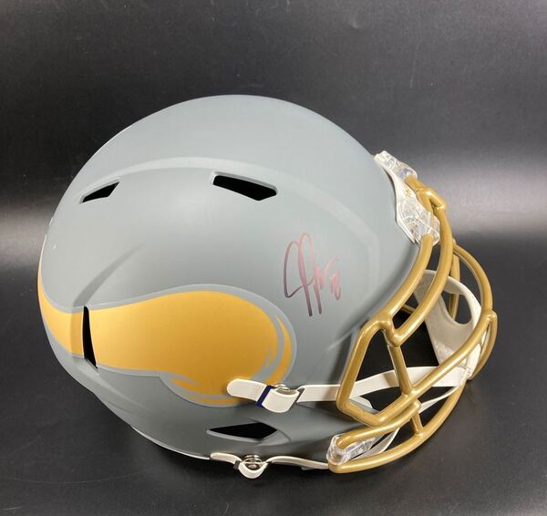 NFL - Vikings Justin Jefferson Signed Slate Replica Speed Helmet