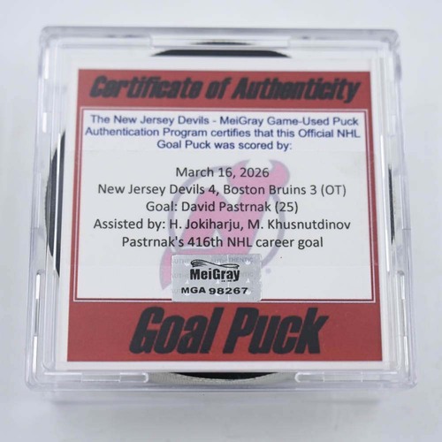 Image of Pastrnak, David - Boston Bruins - March 16, 2026 at New Jersey Devils (Devils Logo)