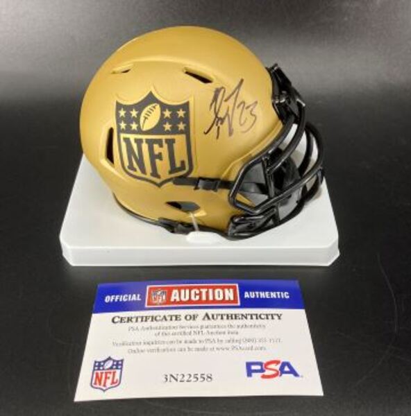 NFL - 49ers Christian McCaffrey Signed Gold Mini Helmet