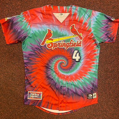 #4 - Zach Levenson- OF- Size 46  - 2025 Springfield Cardinals Tie-Dye Jersey