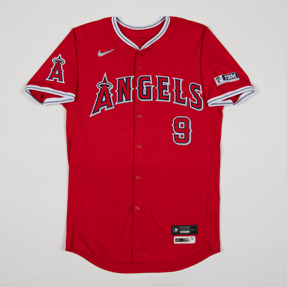 Zach Neto Game-Used and Autographed Red Jersey - 23rd Double +