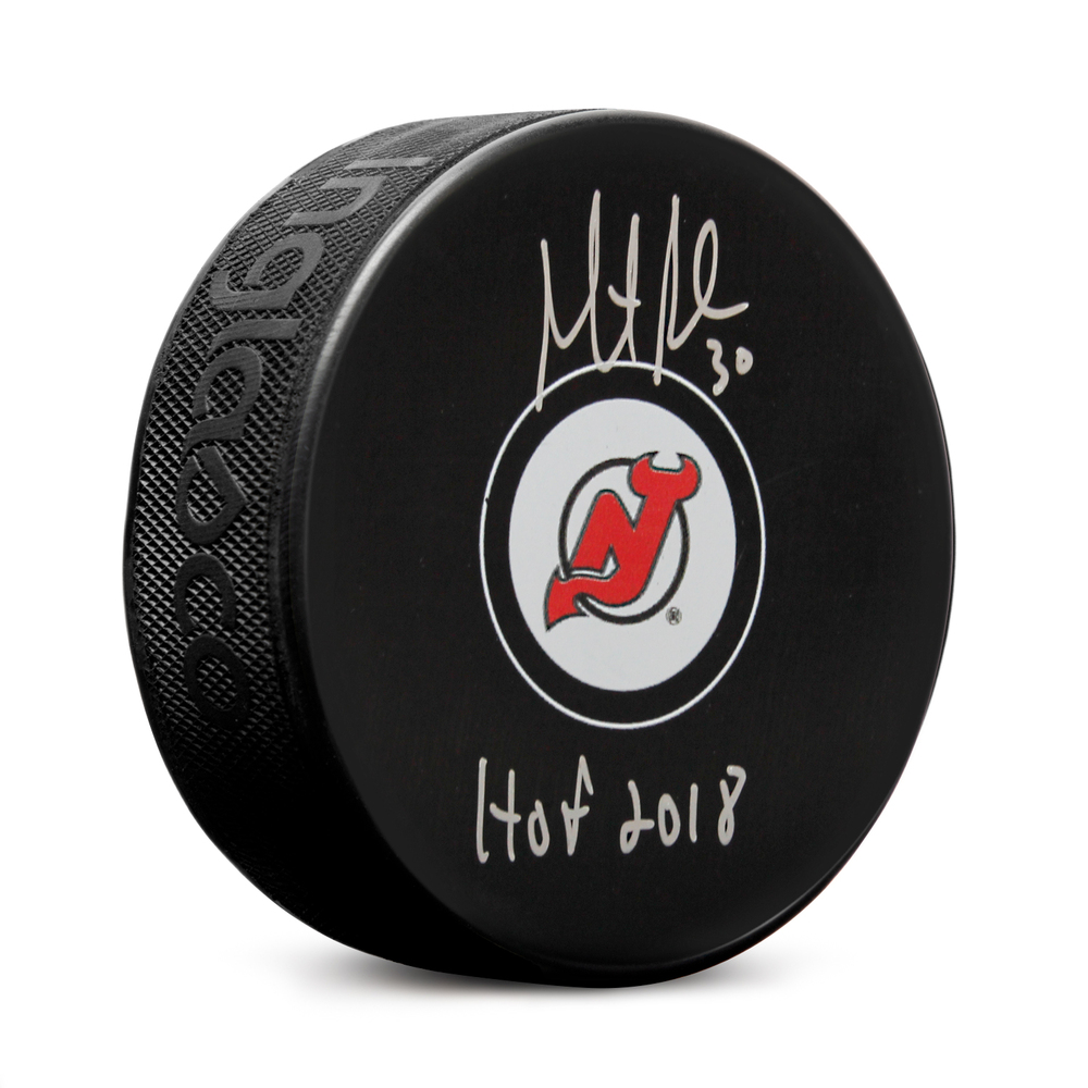 Martin Brodeur Signed New Jersey Devils Hockey Puck with HOF Note