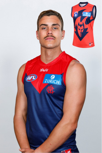 Photo of 2025 Melbourne Demons Red Flamehead Guernsey - Luker Kentfield #44