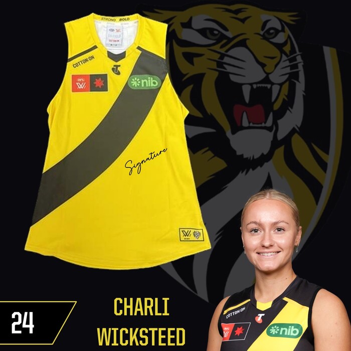 Photo of Charli Wicksteed #24 Richmond 2025 AFLW Clash Guernsey
