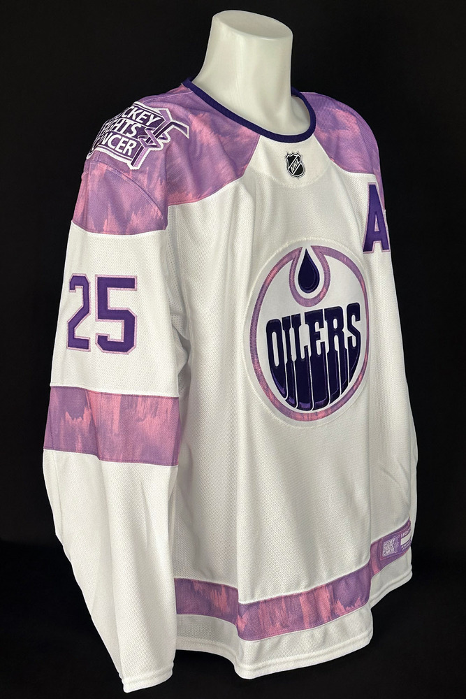 Darnell Nurse #25 - Autographed 2025-26 Edmonton Oilers Hockey Fights Cancer Night Ltd Edition Jersey (Autographed Only / Not Worn On Ice)