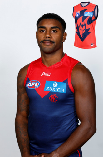 Photo of 2025 Melbourne Demons Red Flamehead Guernsey - Kysaiah Pickett #36