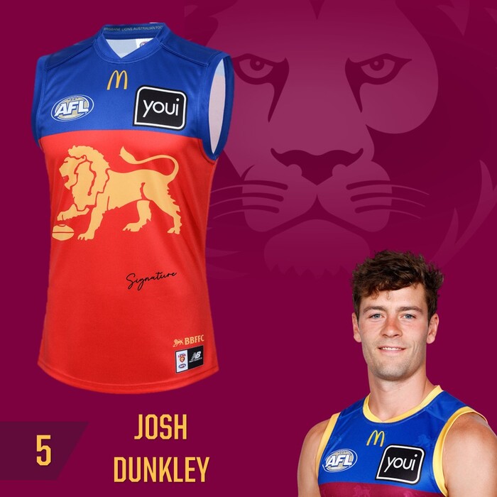 Photo of Josh Dunkley #5 Brisbane Lions 2025 Away Guernsey