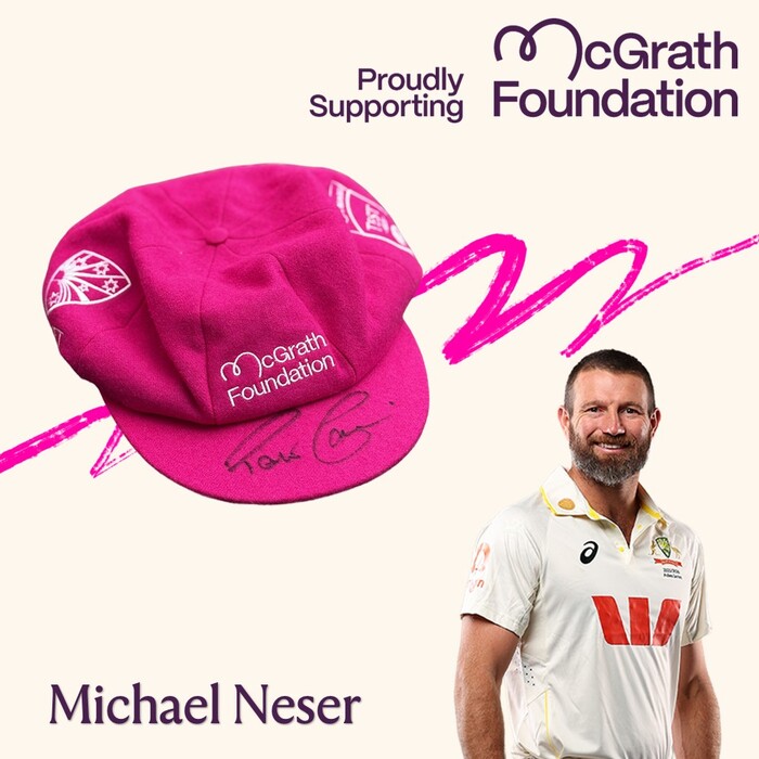 Michael Neser Signed McGrath Foundation Baggy Pink 