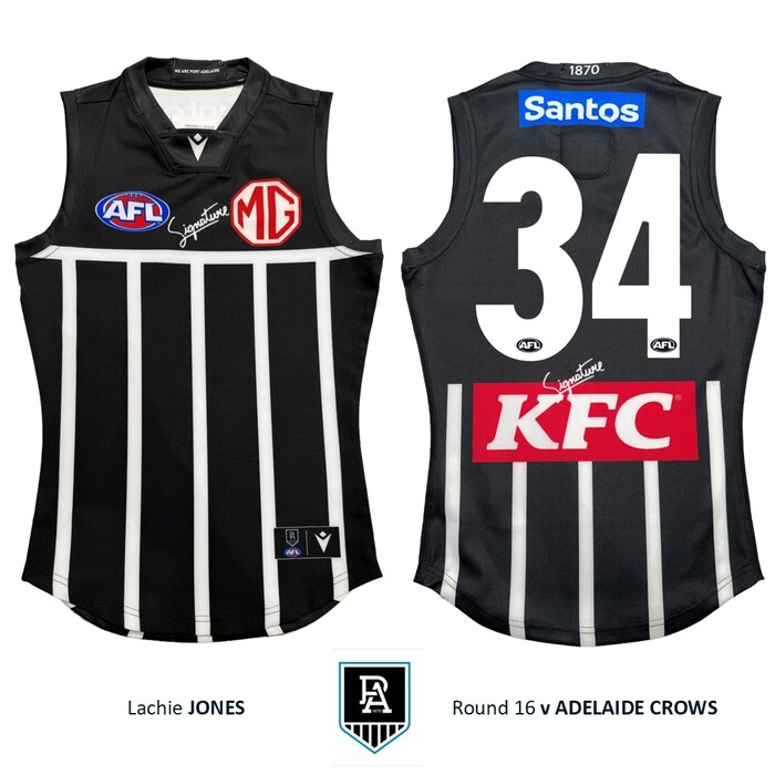 Photo of Lachie Jones #34 Port Adelaide 2026 Prison Bar Guernsey
