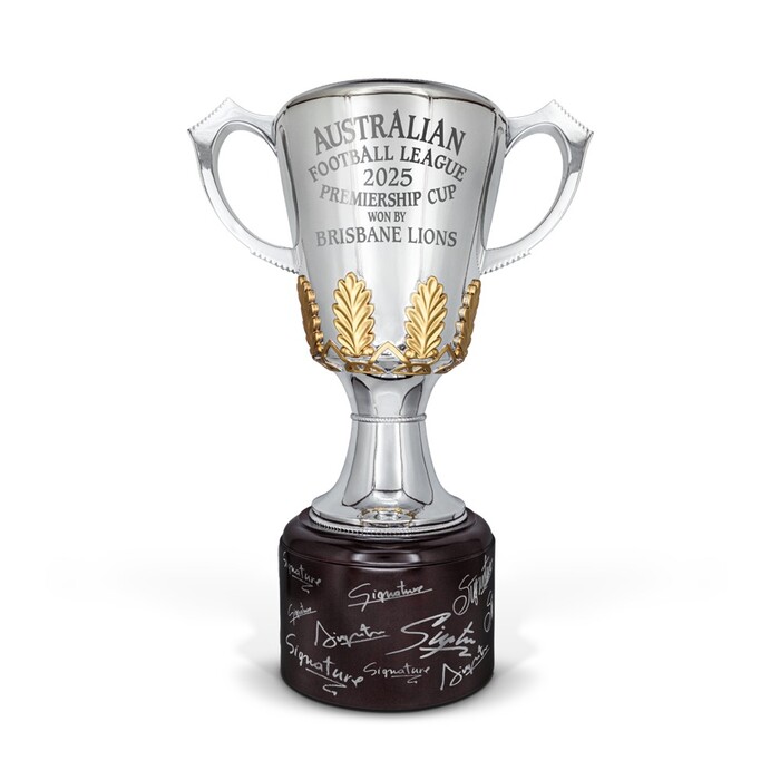 Photo of Brisbane Lions 2025 Premiers Team Signed Full Sized Premiership Cup
