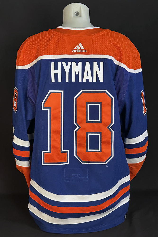 Zach Hyman #18 - 2022-23 Edmonton Oilers Royal Blue Set #3 Game Worn Jersey - Worn For 8 Games Including His 500th NHL Game!